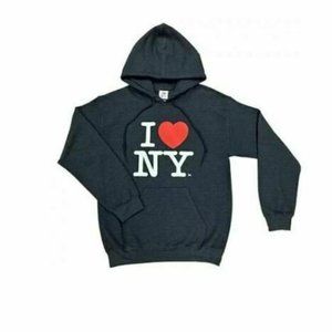 I Love NY New York Hoody Screen Print DarkHeather